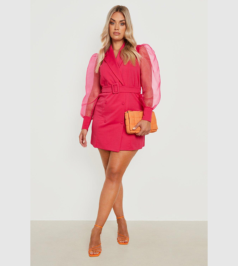 Buy Boohoo Organza Sleeves Blazer Dress In Pink | 6thstreet Qatar