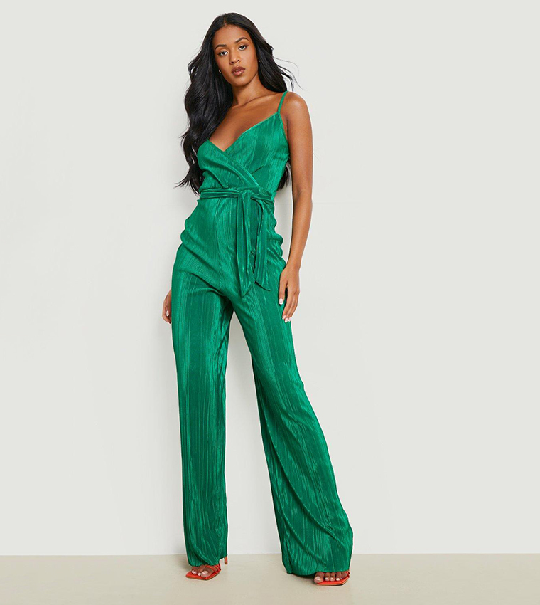 Green jumpsuit boohoo deals