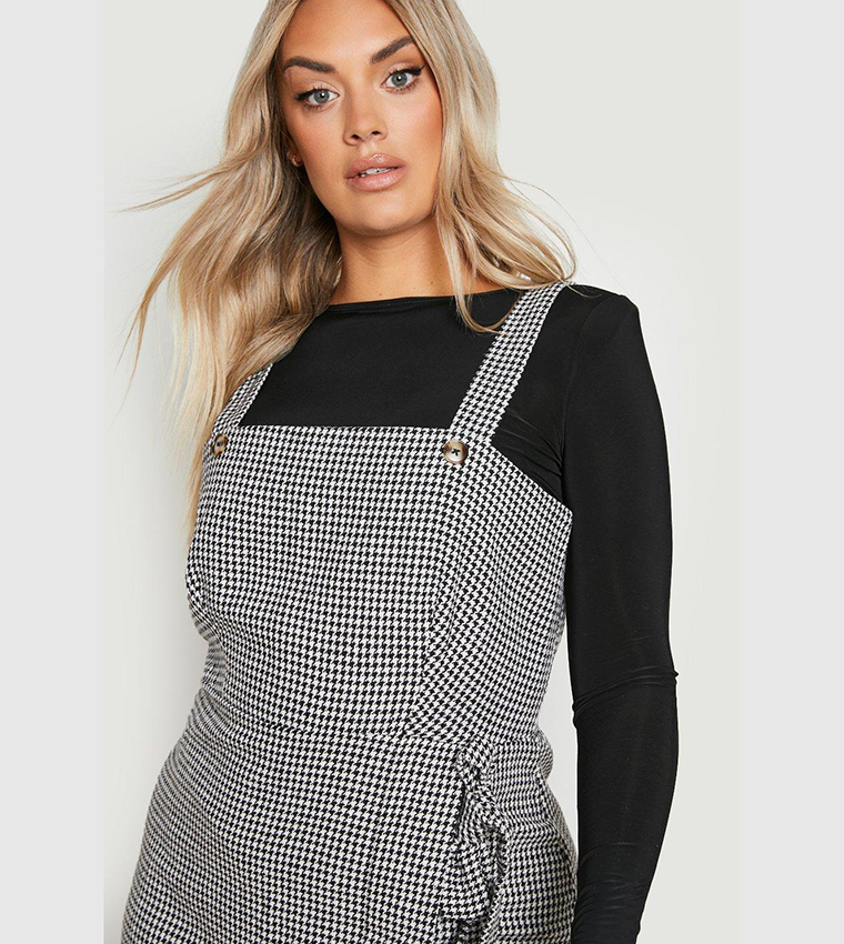 Plus checked pinafore clearance dress