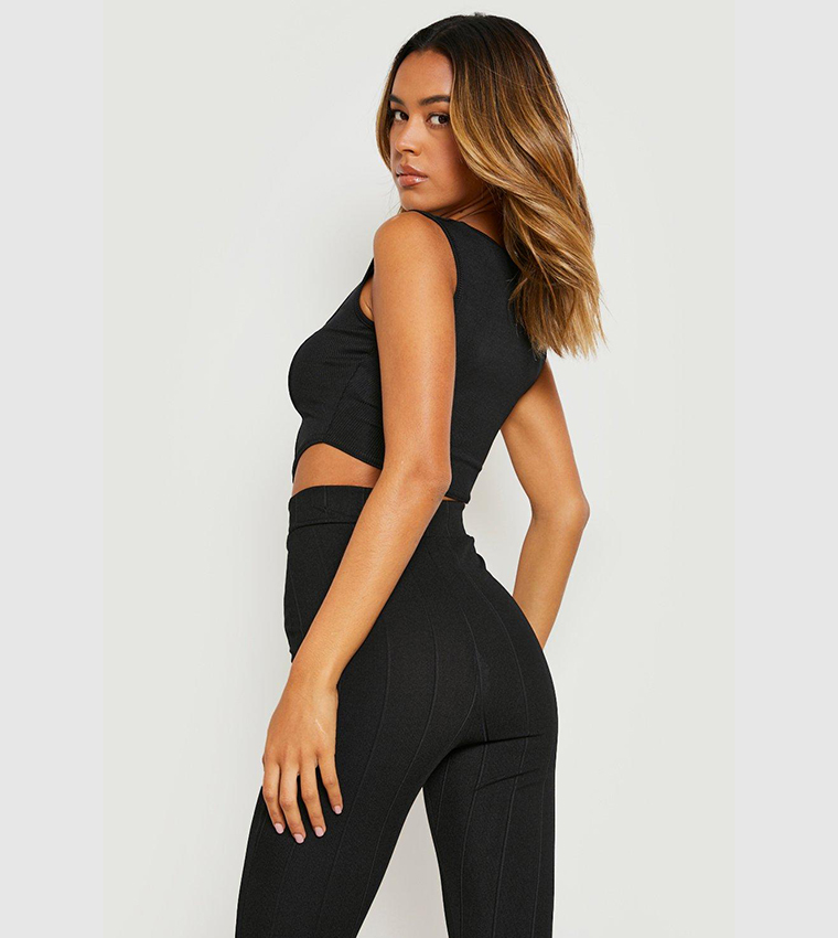 Buy Boohoo Wide Strap Square Neck Rib Corset Top In Black 6thstreet