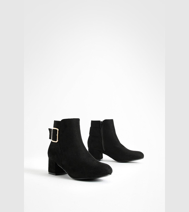 Buckle Detail Low Block Heel Shoe Boots