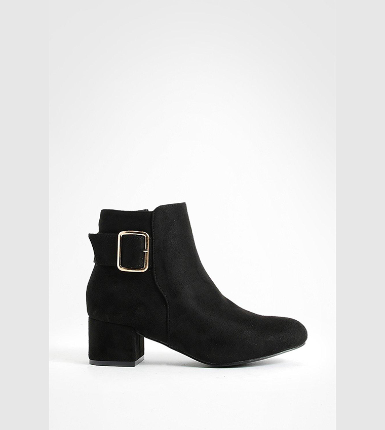 Buckle Detail Low Block Heel Shoe Boots