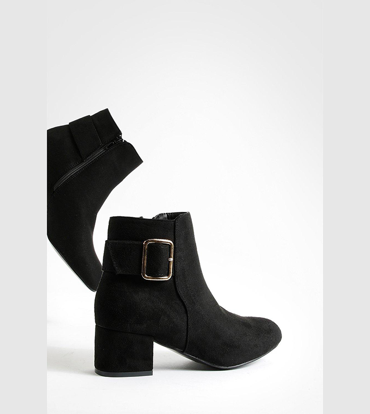 Buckle Detail Low Block Heel Shoe Boots