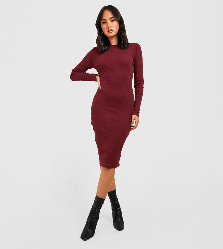 boohoo red bodycon dress Buy Boohoo Mesh Long Sleeves Bodycon Mini Dress In Red