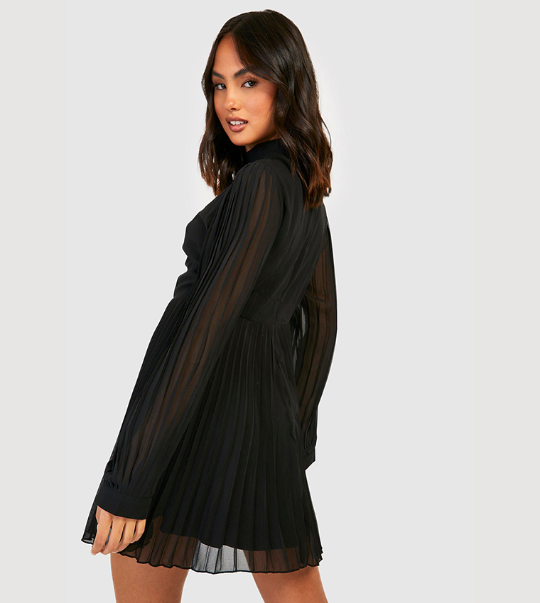 blouson sleeve skater dress Knee Length Long Sleeve Skater Dress Plus High Neck Blouson Sleeve Skater Dress Boohoo DK