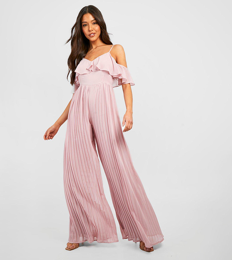 Pleated chiffon sales jumpsuit