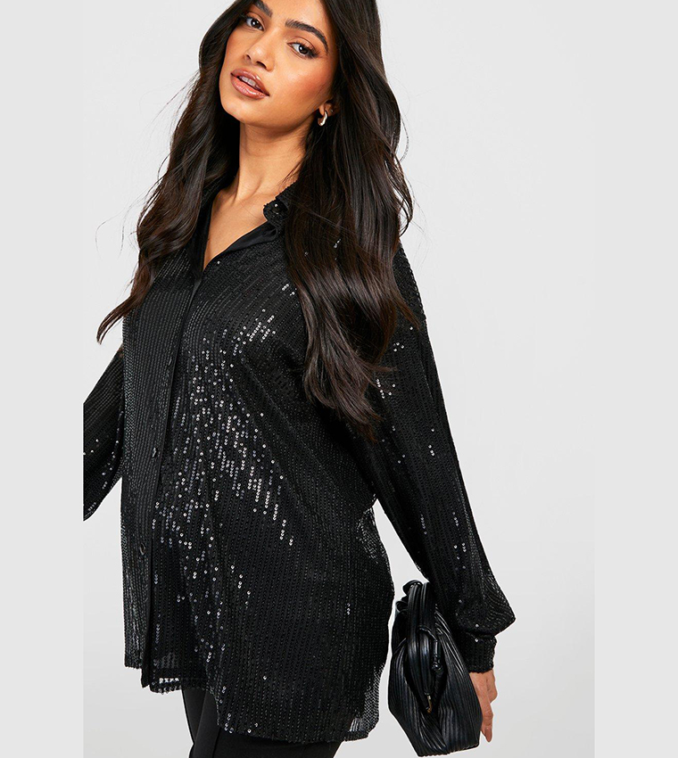 Oversized Black Sequin Shirt