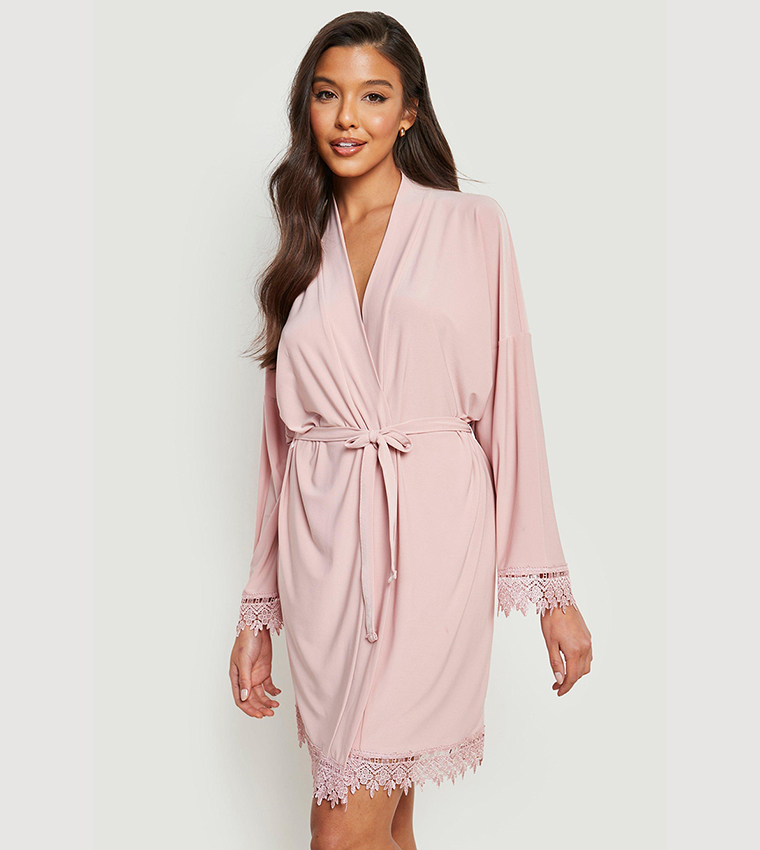 Kimono Boohoo Bridesmaid Robe Boohoo Pink Kimono Dressing Gown - Main Image