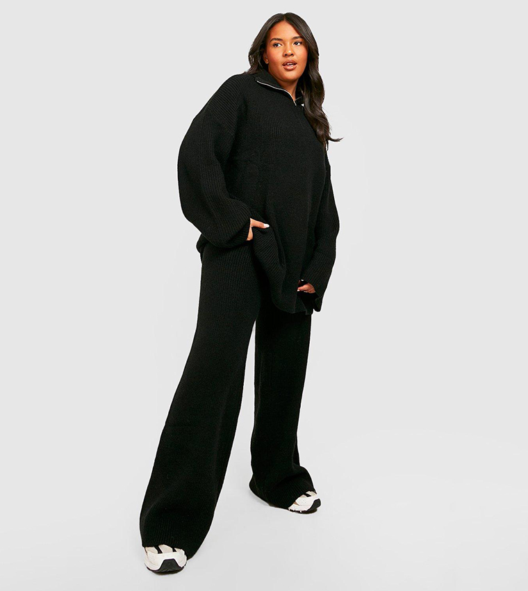 Buy Boohoo Half Zip Chunky Knitted Co Ord In Black 6thStreet UAE