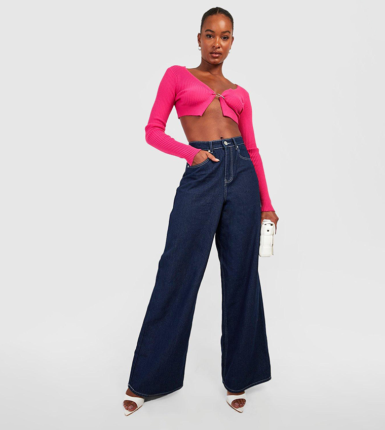 Buy Boohoo Tall Extreme Wide Leg High Rise Jeans In Blue