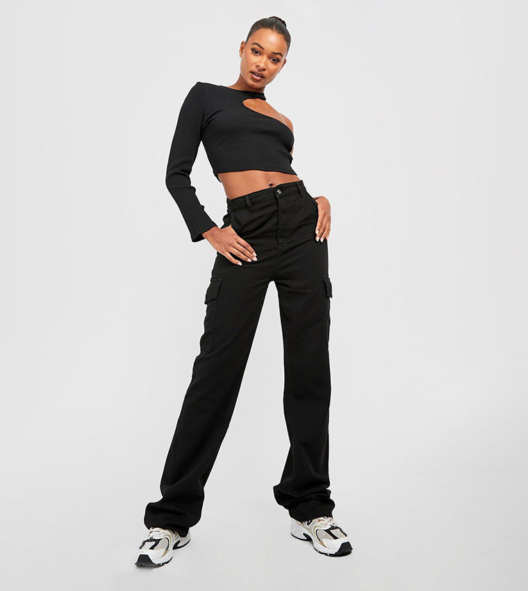 Buy Boohoo Tall Wide Leg Relaxed Cargo Pants In Black