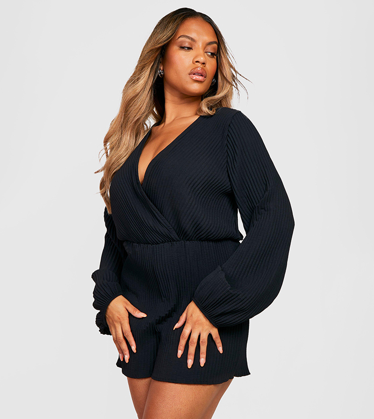 Wrap Boohoo Playsuit Plus Buy Boohoo Plus Plisse Wrap Flippy