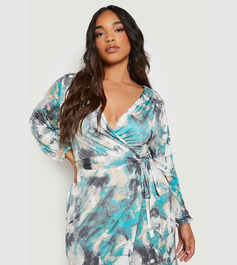 Boohoo slinky wrap dress best sale