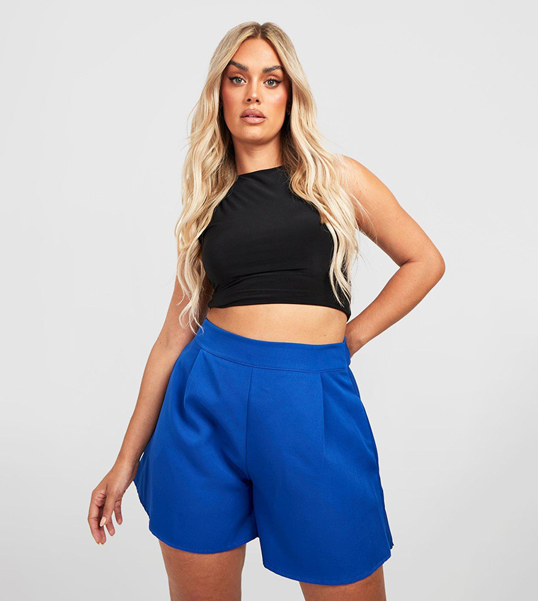 Buy Boohoo Plus Tailored Flippy Shorts In Blue 6thStreet UAE