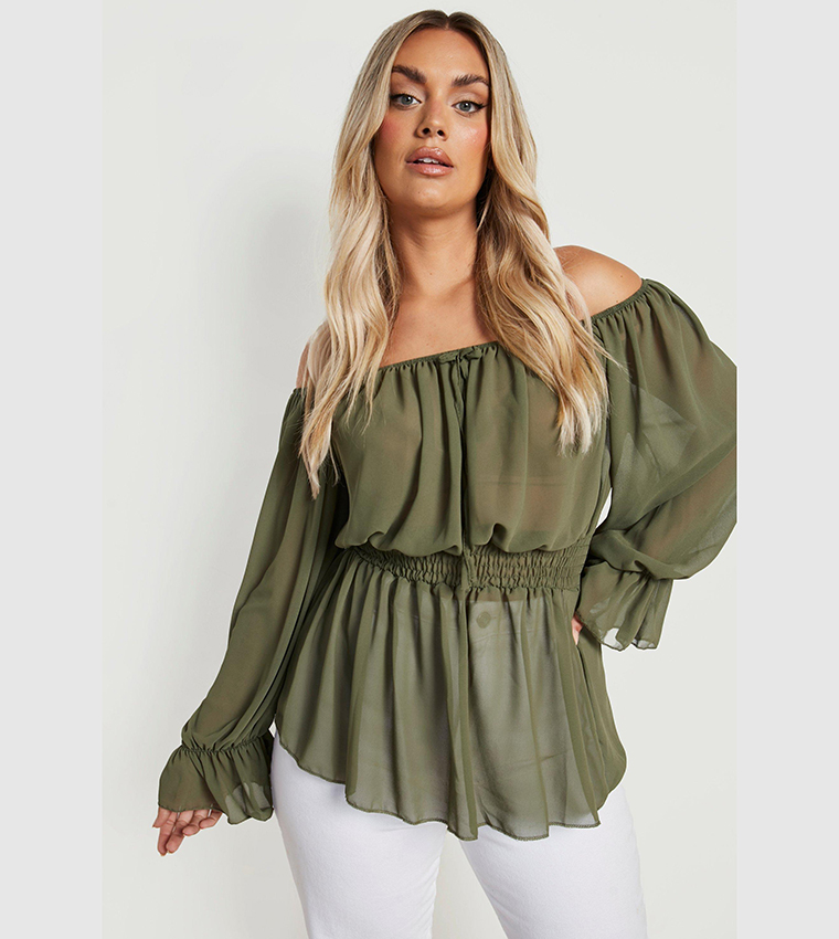 green chiffon top