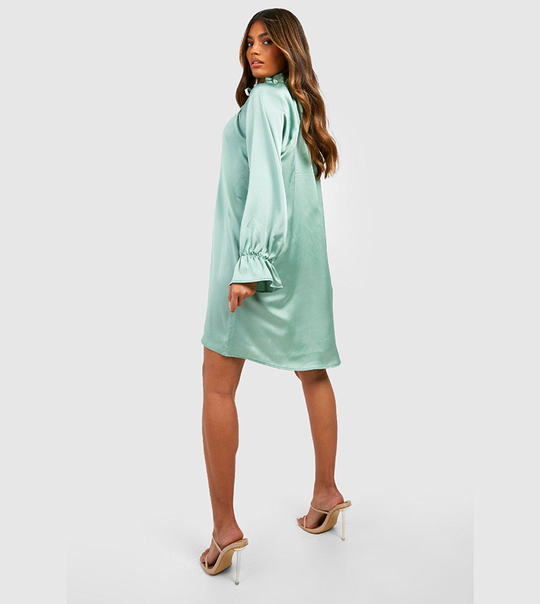 boohoo mint green dress boohoo Women's Chiffon Cowl Neck Maxi Dress in Mint
