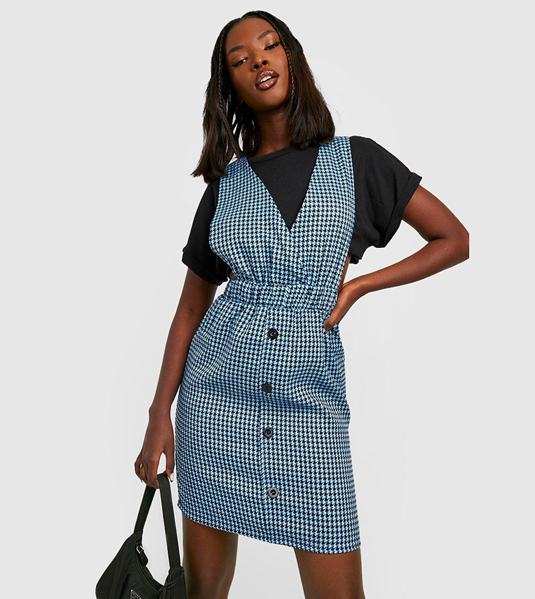 Button down shop pinafore dress