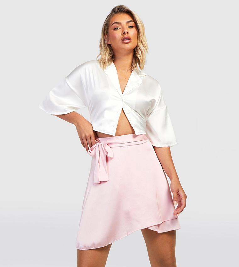 Boohoo white satin outlet skirt