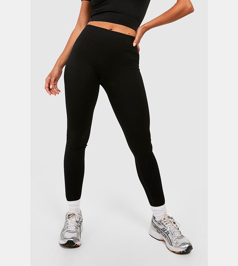 Thick Waistband Fleece Lined Seam Front Leggings