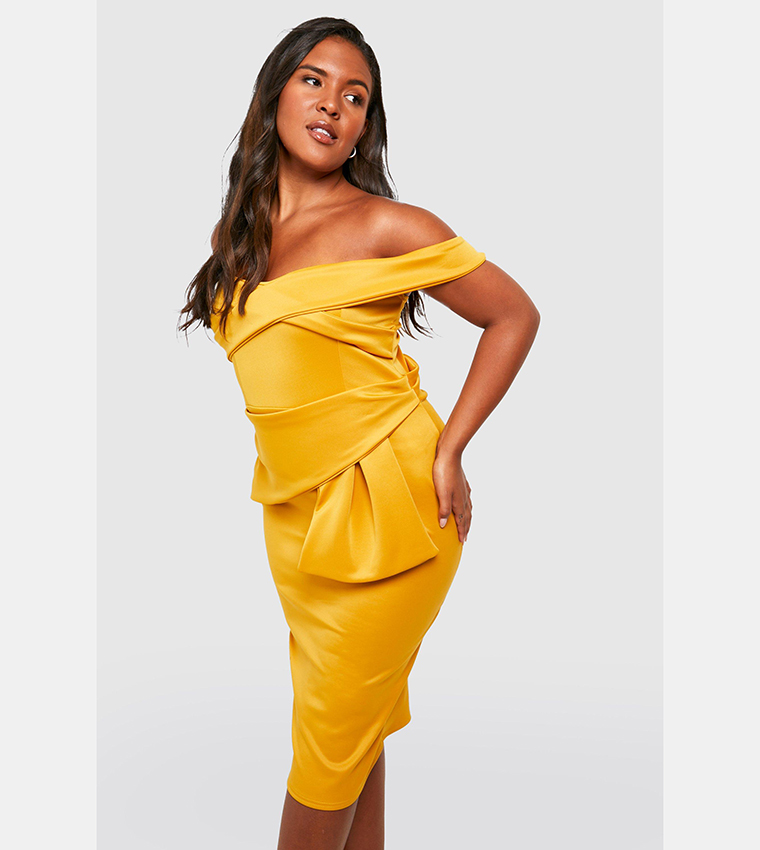 Off the shoulder outlet mustard dress