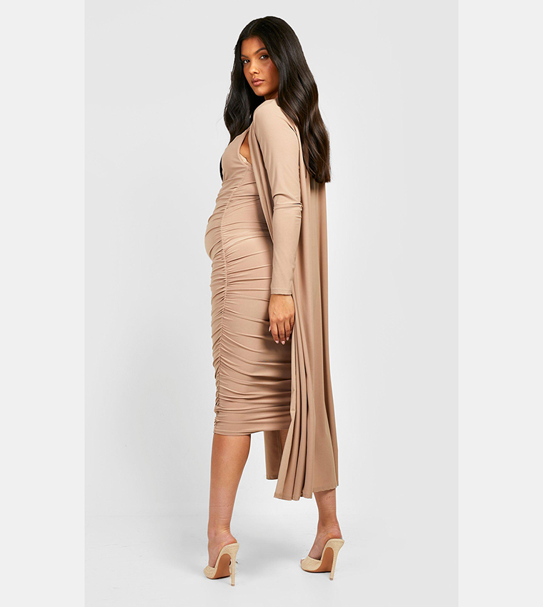 Boohoo + Maternity Strappy Cowl Neck Dress And Duster