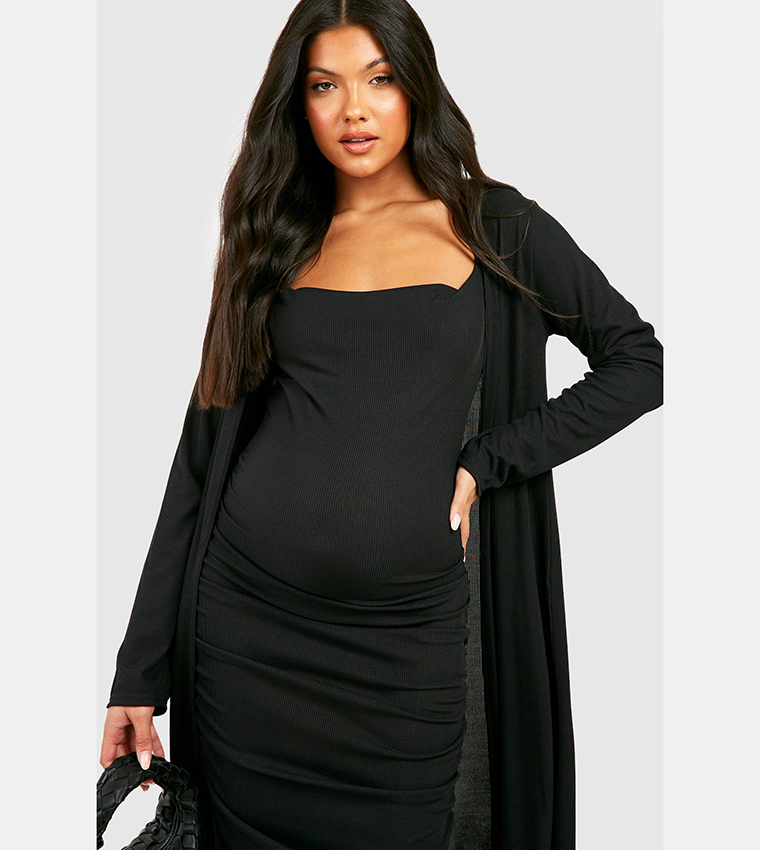 Maternity Strappy Cowl Neck Dress And Duster