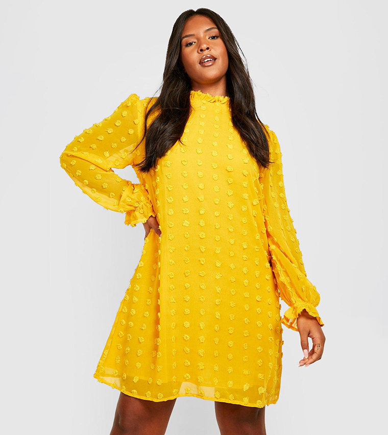 Boohoo yellow polka dot clearance dress