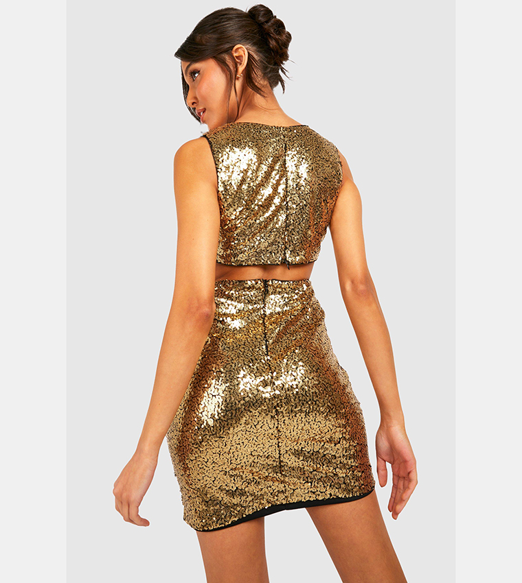 Sequin Plunge Mini Party Dress