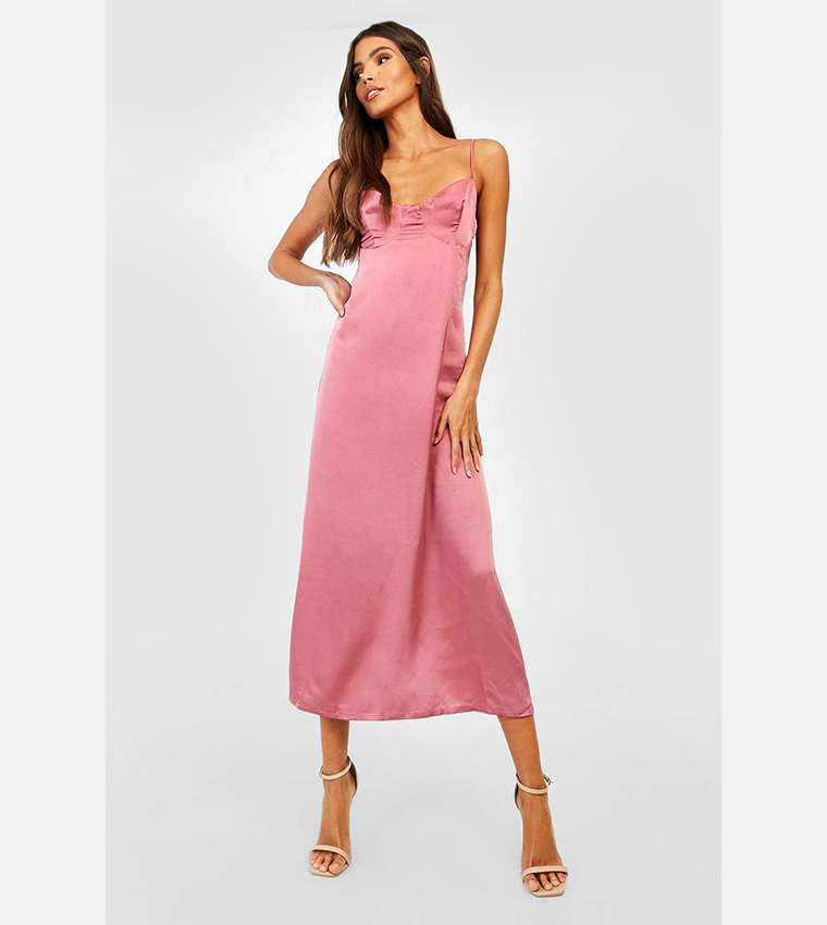 Pink midi cheap slip dress