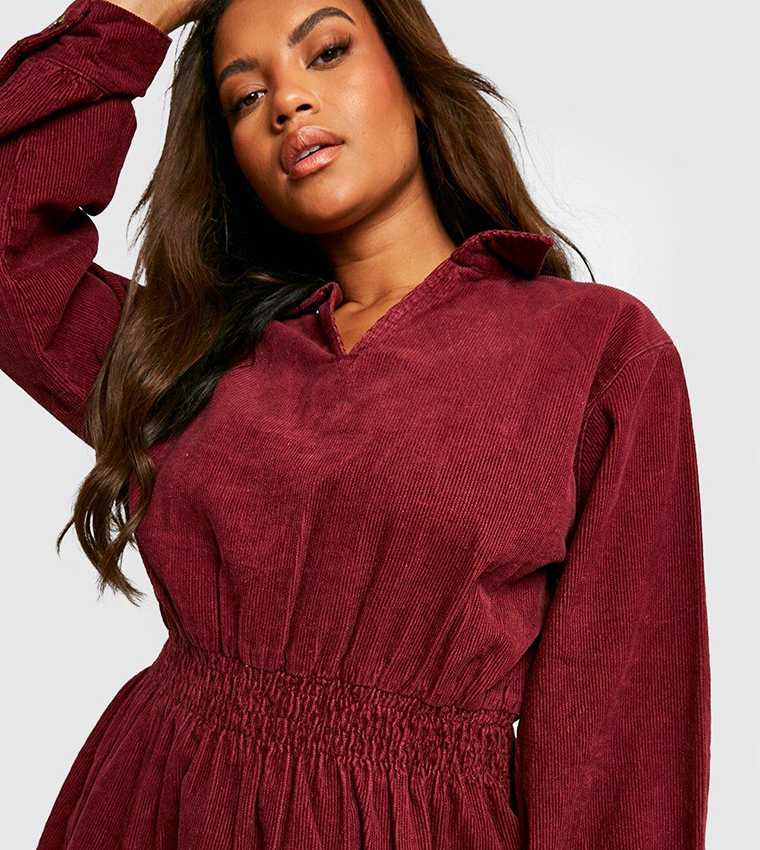 cord skater dress Boohoo Cord Skater Dress Buy Boohoo Cord Elasticated Waist Skater Dress In Maroon