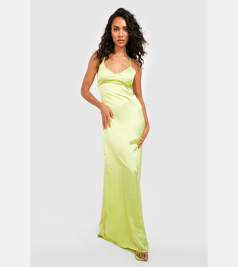 boohoo satin maxi dress boohoo Women's Plus Satin Ruched Shoulder Detail Sleeveless Maxi Dress in Plum