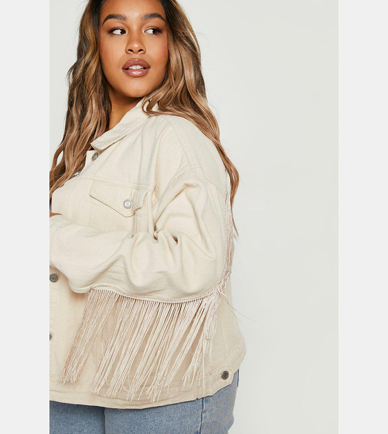 White denim hot sale jacket boohoo