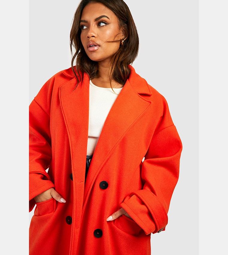 Orange wool outlet coat