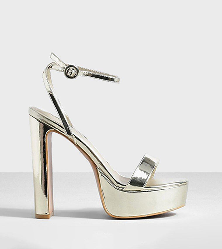 Gold barely there platform heels hotsell