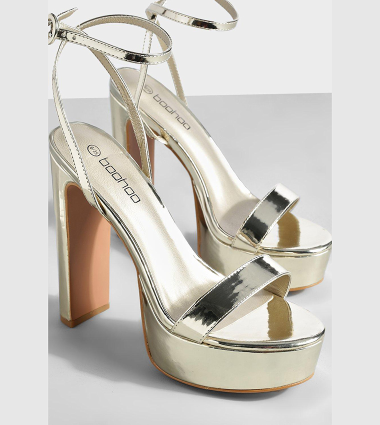 Buy Boohoo Barely There Platform 2 Part Heel In Gold 6thStreet Oman