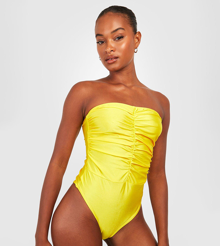 Strapless yellow cheap bathing suit