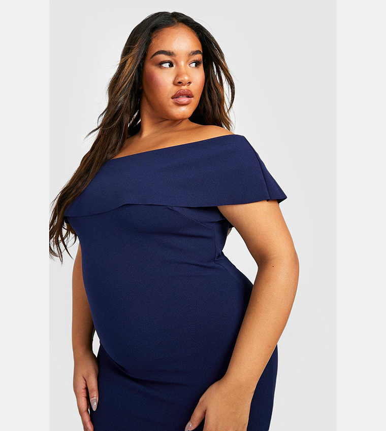 Navy fishtail cheap midi dress