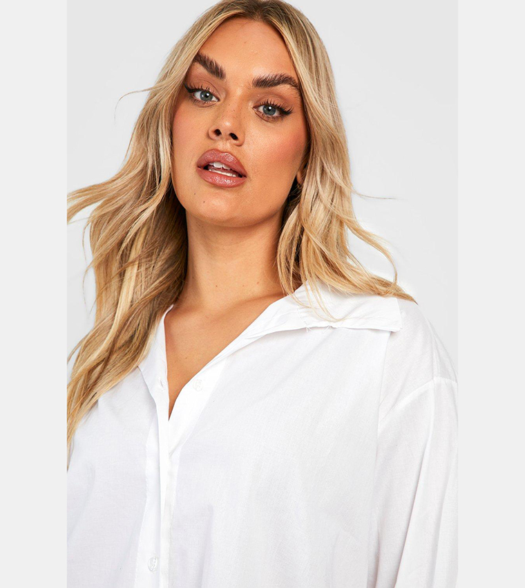 White poplin store longline shirt dress