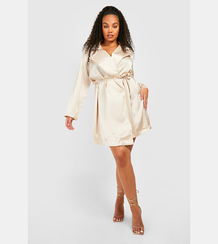 Satin belted blazer store dress