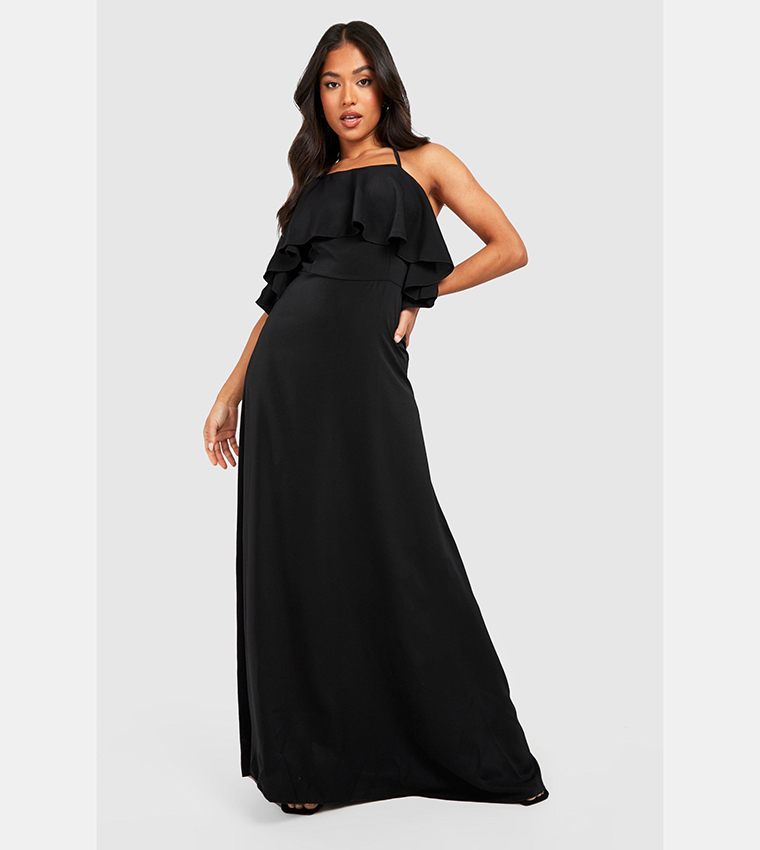 Chiffon Boho Ruffle Detail Maxi Dress