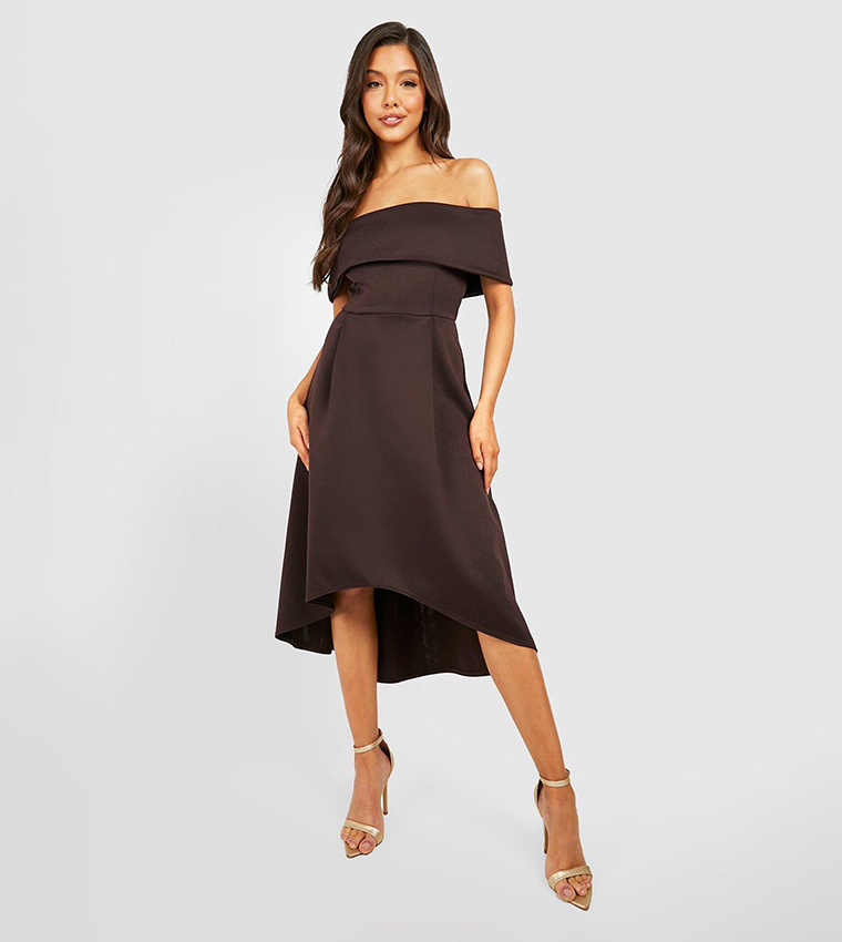 Off shoulder dip hem dress hotsell