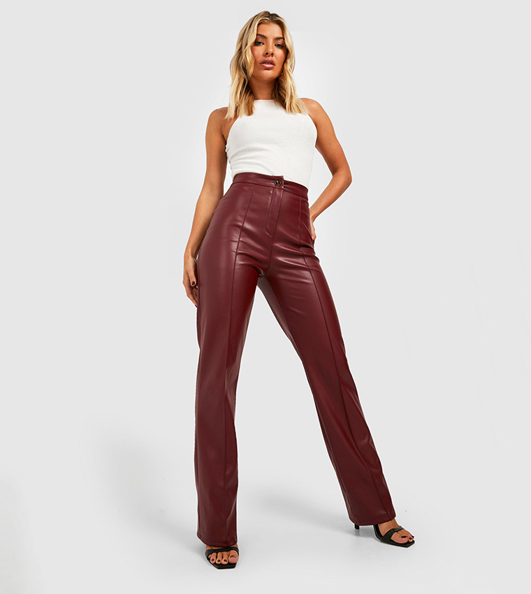 Leather look sale trousers red