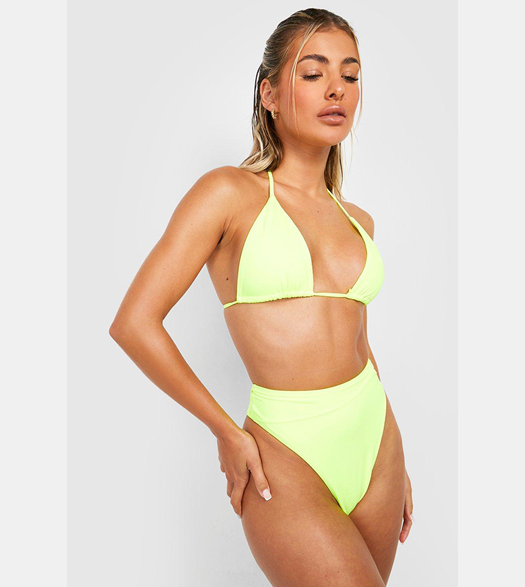 Buy Boohoo Seam Detail High Waisted Bikini Brief In Yellow 6thStreet UAE