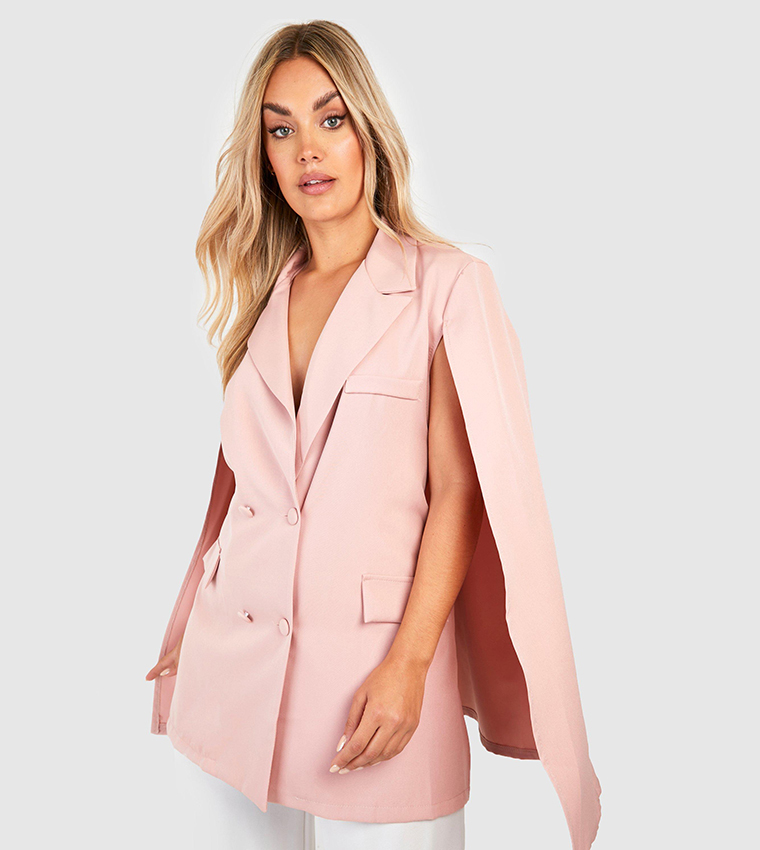 Buy Boohoo Cape Detail Double Breasted Blazer In Pink 6thStreet