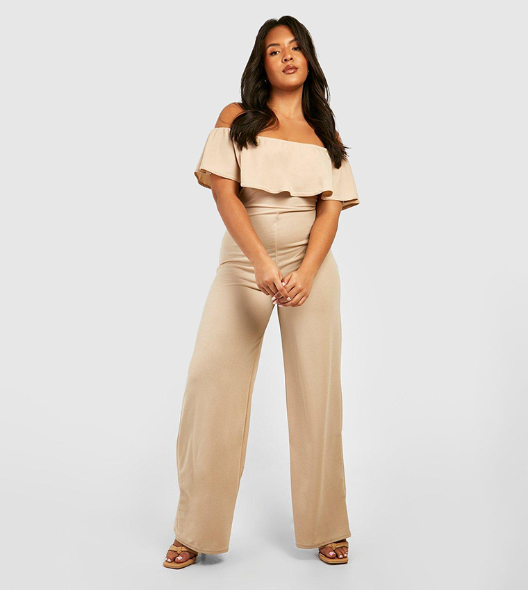 Off The Shoulder Ruffle Culotte Jumpsuit