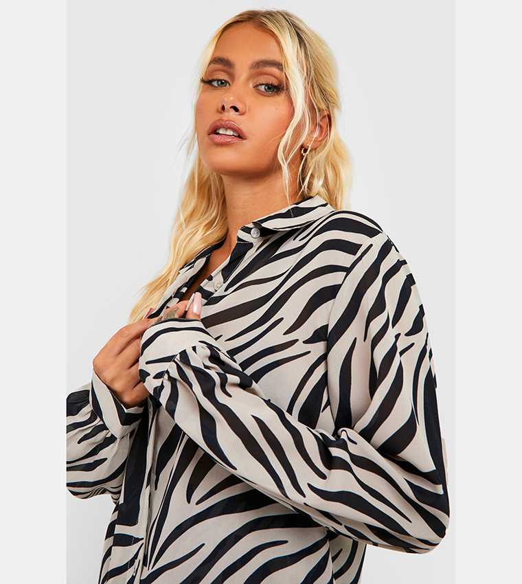 Zebra Print Shirt & Shorts Beach Co-Ord Set