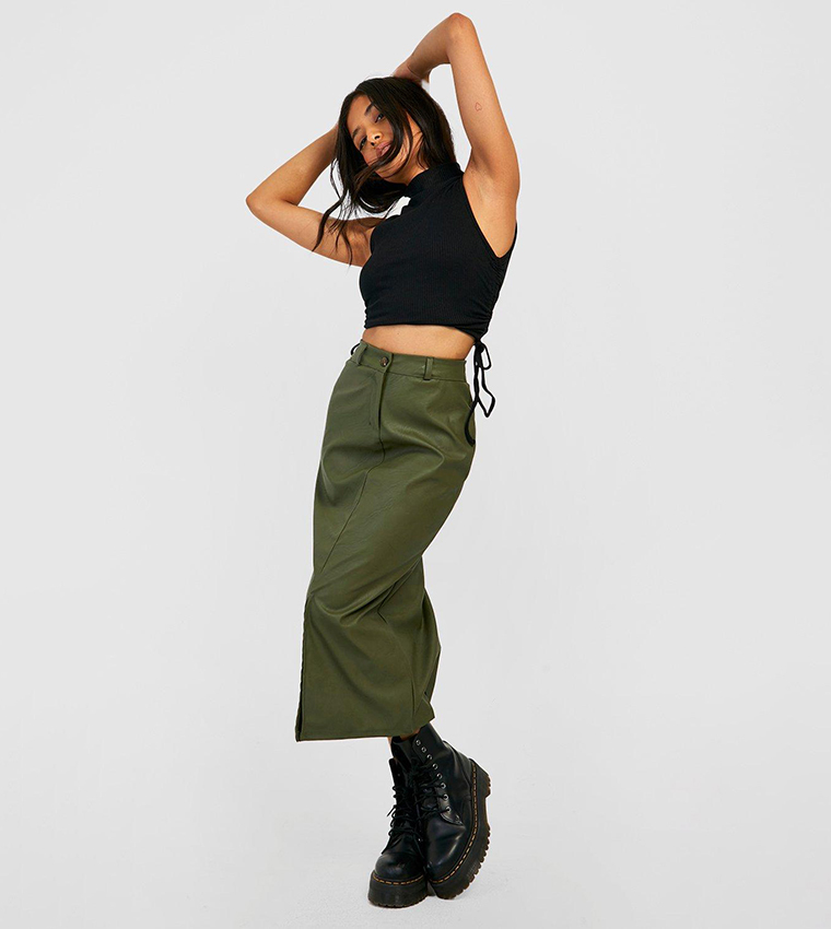 Front split shop skirt khaki