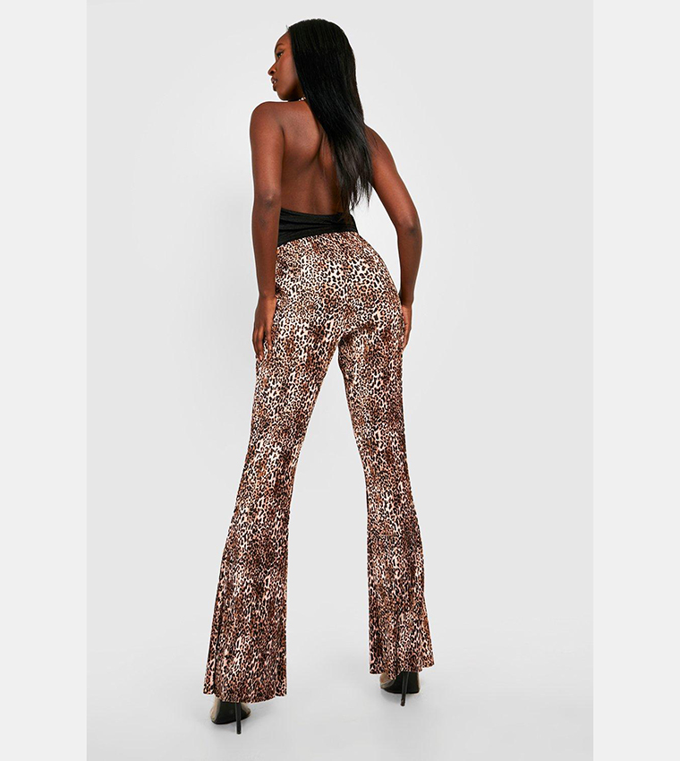 Leopard Printed Mesh Flared Trousers