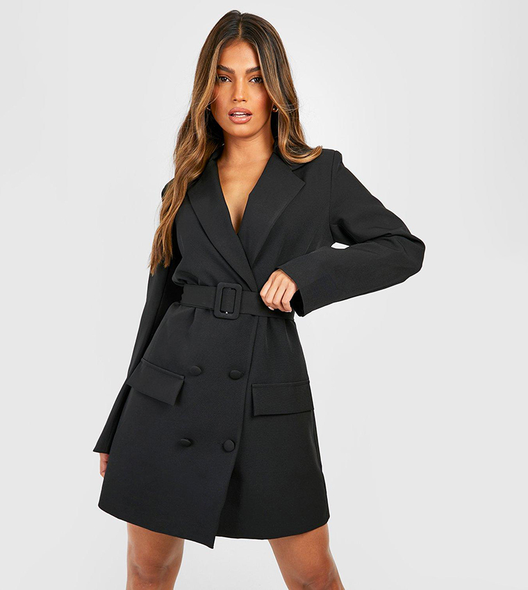 Buy Boohoo Double Breasted Belted Blazer Dress In Black 6thStreet Saudi Arabia