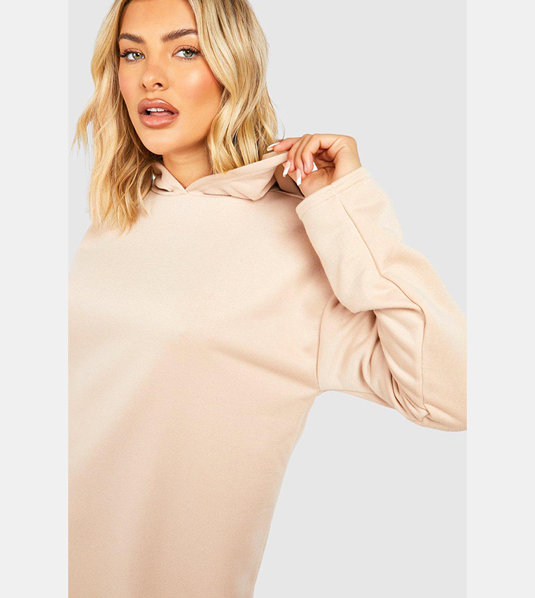 Buy Boohoo Oversized Longline Hooded Sweatshirt Dress In Beige 6thStreet UAE